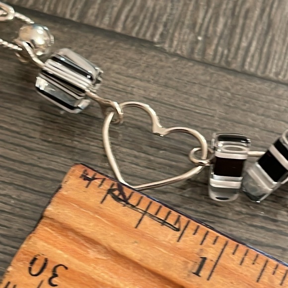 Vintage 2000’s Sterling Silver Stars, Heart & Glass Link Bracelet 7 3/4” approx - Picture 9 of 14